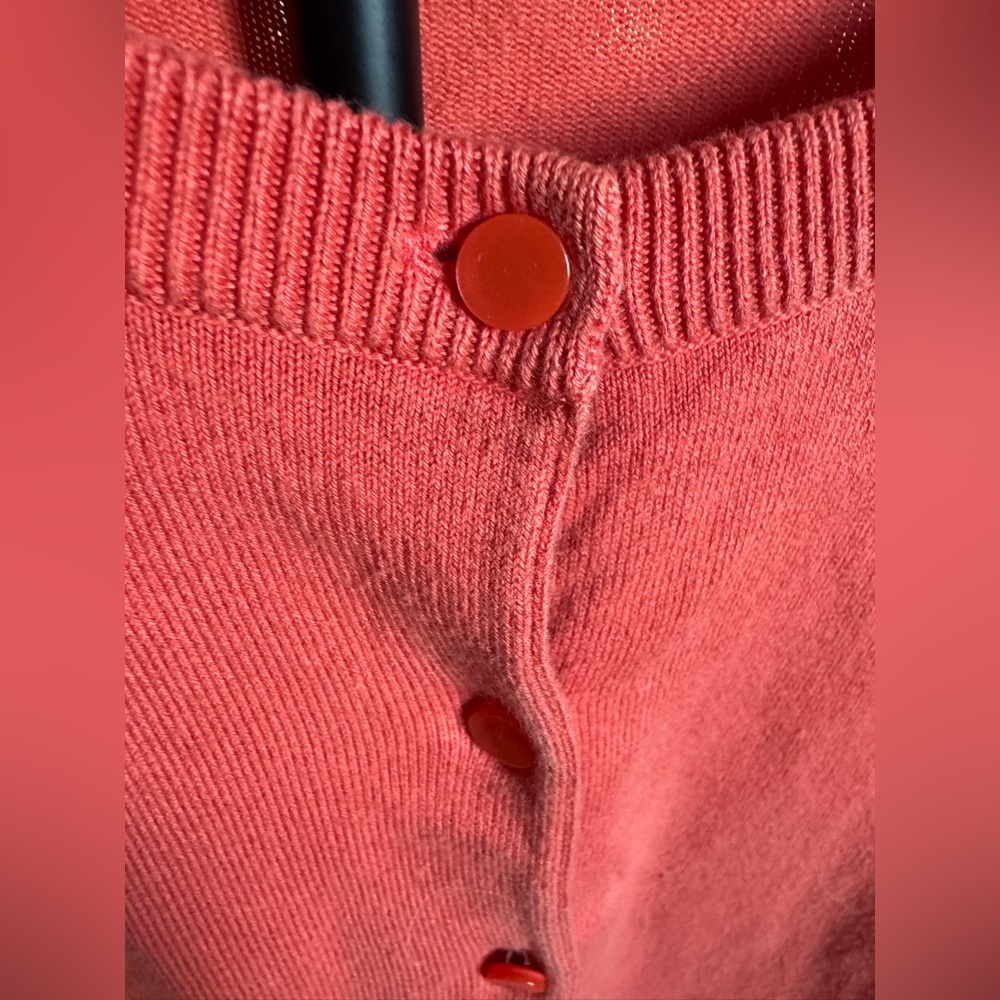 Talbots Pima Cotton Button Front Cardigan Sweater Coral XS - Picture 2 of 8
